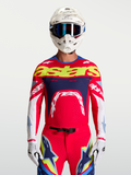 Alpinestars Supertech Dyna Jersey, Men's Red and Navy Blue Motocross Jersey, breathable stretch mesh and athletic fit.