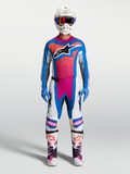 Alpinestars Techstar Maven Jersey AND Gear Set, blue and pink motocross racing outfit with an ergonomic athletic race fit.