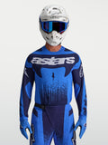 Alpinestars Techstar Swan Jersey, Blue and Deep Blue motocross racing jersey with ergonomic performance fit.