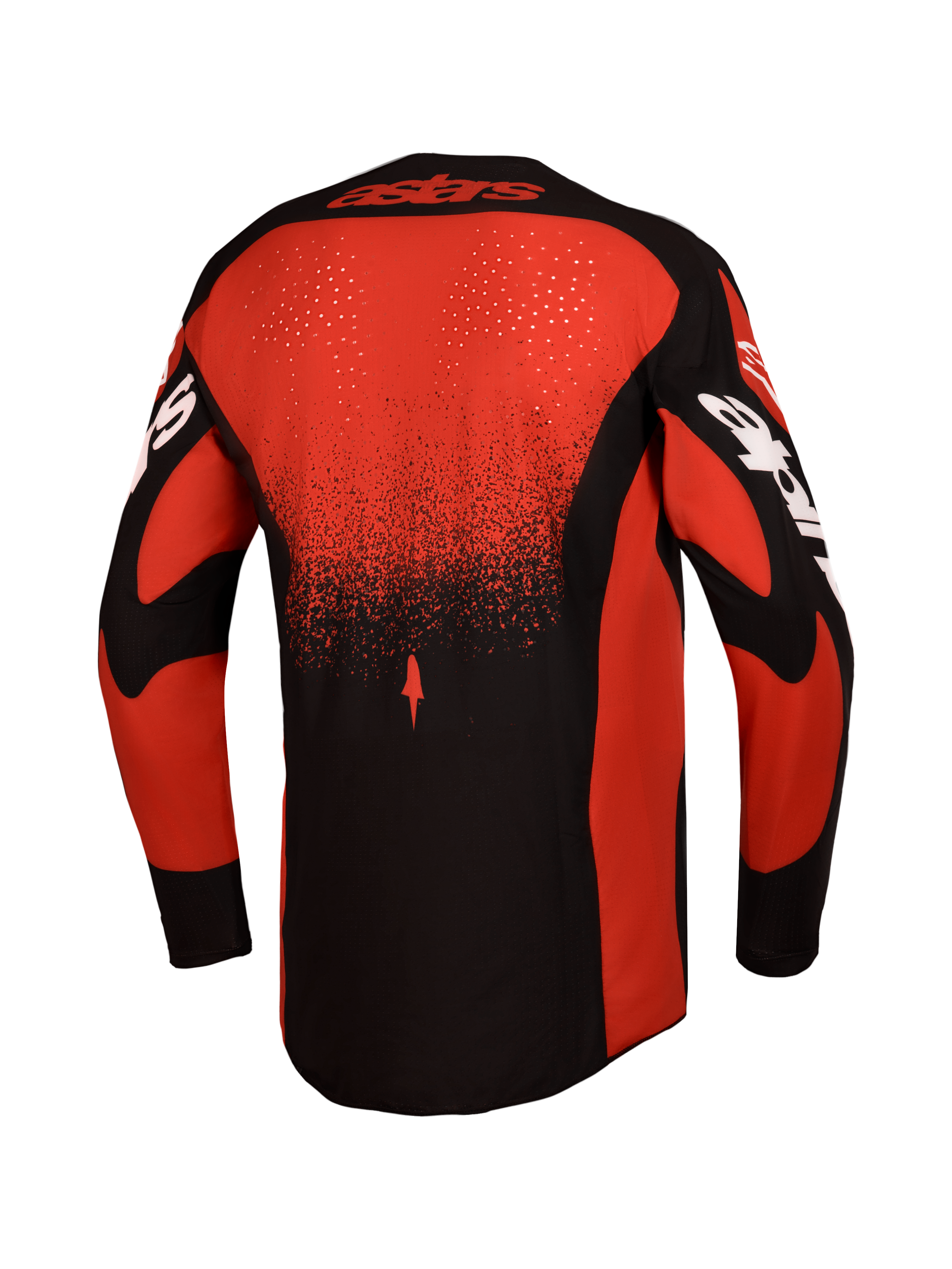 Alpinestars Techstar Swan Jersey AND Gear Set, Men's Red/Black Motocross Jersey, back view with laser-cut ventilation.
