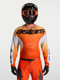 Alpinestars Racer Amber Jersey, Men's Motocross Racing Jersey, Orange and White, moisture-wicking polyfabric
