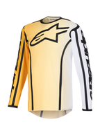 Alpinestars 2026 Fluid Apex Jersey, Motocross Jersey, Yellow and White gradient with Black accents, featuring a large black star logo on the chest, bold black outlines along the seams, and Alpinestars branding on the sleeves, long-sleeve technical top for off-road racing.
