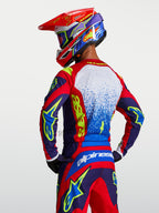 Alpinestars Fluid Drag Jersey, Men's Motocross Top in Blue and Red, lightweight breathable performance gear.