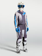 Alpinestars 2027 Fluid Drag Gear Set, Men's gray and blue motocross racing outfit featuring matching jersey and pants.