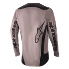 Alpinestars 2024 Fluid Lurv Jersey, Motocross Jersey, Mud Black, back view showing large Alpinestars branding on the sleeves and lower back, black panels on shoulders and sides, performance off-road riding gear