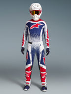 Alpinestars Limited Edition Techstar Unity Jersey, Motocross Gear Set, Red, White, and Blue with speckled racing graphics.