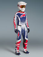Alpinestars Limited Edition Techstar Unity Jersey, Men's Motocross Gear Set in Red, White, and Blue with a Performance Fit.