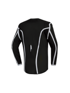 Alpinestars Youth Fluid Apex V2 Jersey, black and silver motocross racing top with ergonomic textile back view.