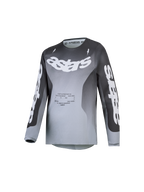 Alpinestars 2027 Youth Fluid Amber Jersey, gray and white gradient motocross top with moisture-wicking polyfabric.