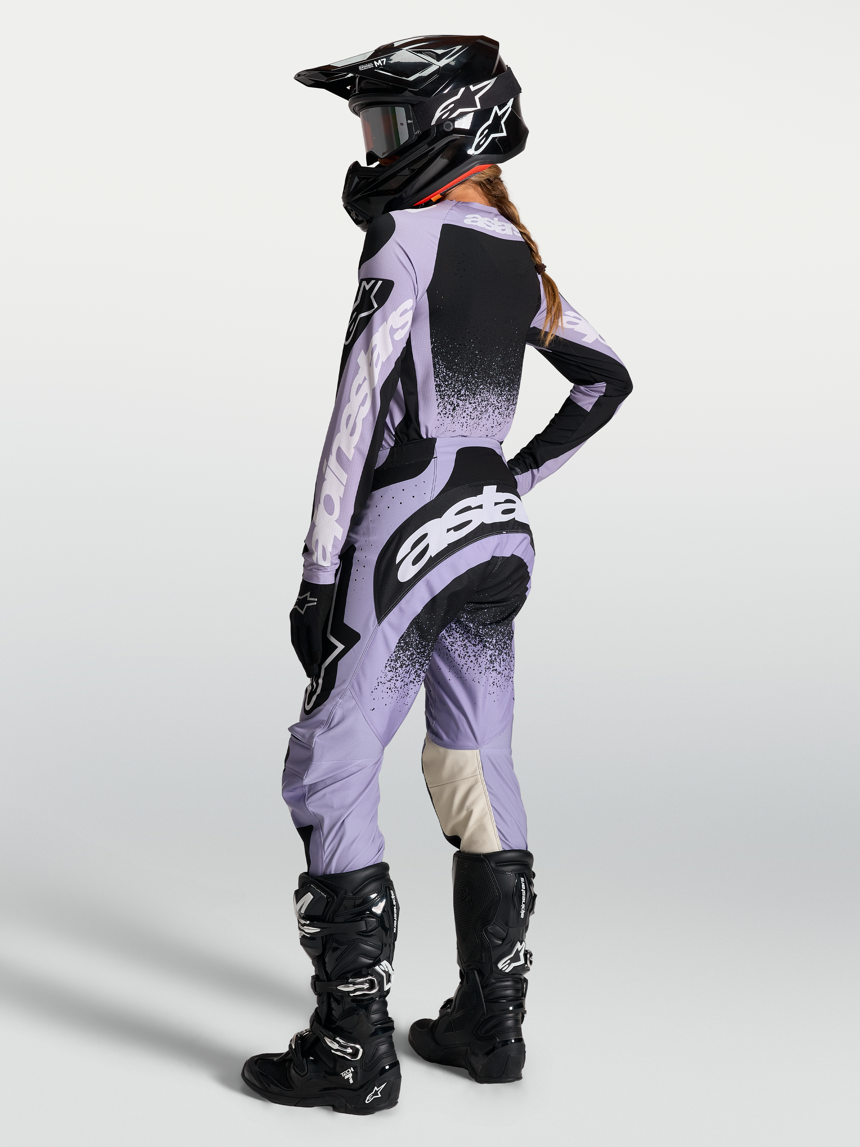 Alpinestars Stella Techstar Swan Pants, Women's Motocross Racing Gear, Light Violet and Black, Performance Fit.