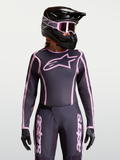 Alpinestars Stella Fluid Apex V2 Jersey, women's motocross gear in gray and pink with an ergonomic athletic fit.
