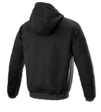 Alpinestars Ageless Hoodie, Urban Motorcycle Jacket, Black, Rear view, Casual textile design with hood and ribbed cuffs, anatomically profiled for urban riding.