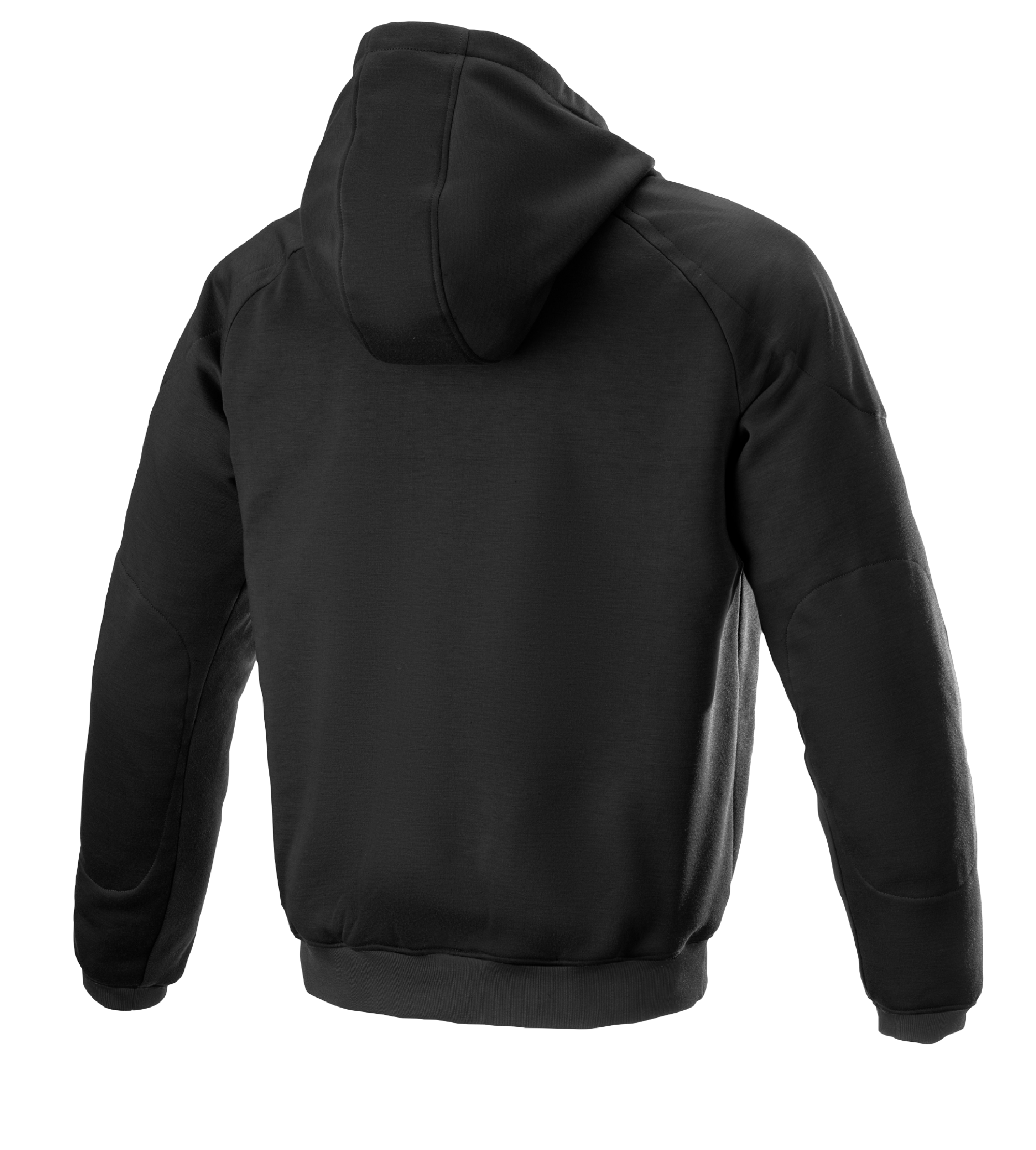 Alpinestars Ageless Hoodie, Urban Motorcycle Jacket, Black, Rear view, Casual textile design with hood and ribbed cuffs, anatomically profiled for urban riding.