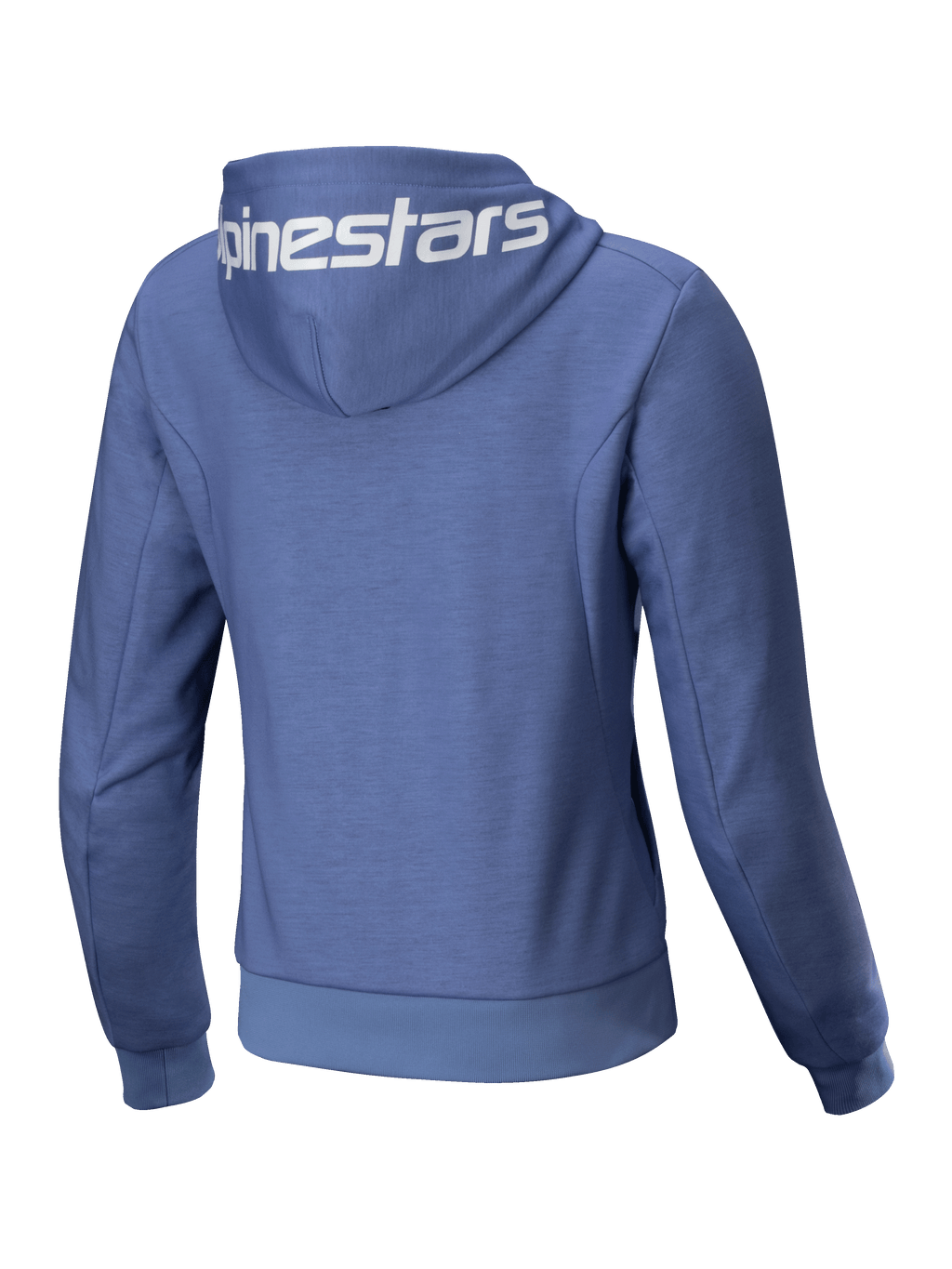 Alpinestars Stella Chrome V2 Sport Hoodie, Women's Motorcycle Jacket, Blue Violet and White, Tech Fleece with rear hood logo.