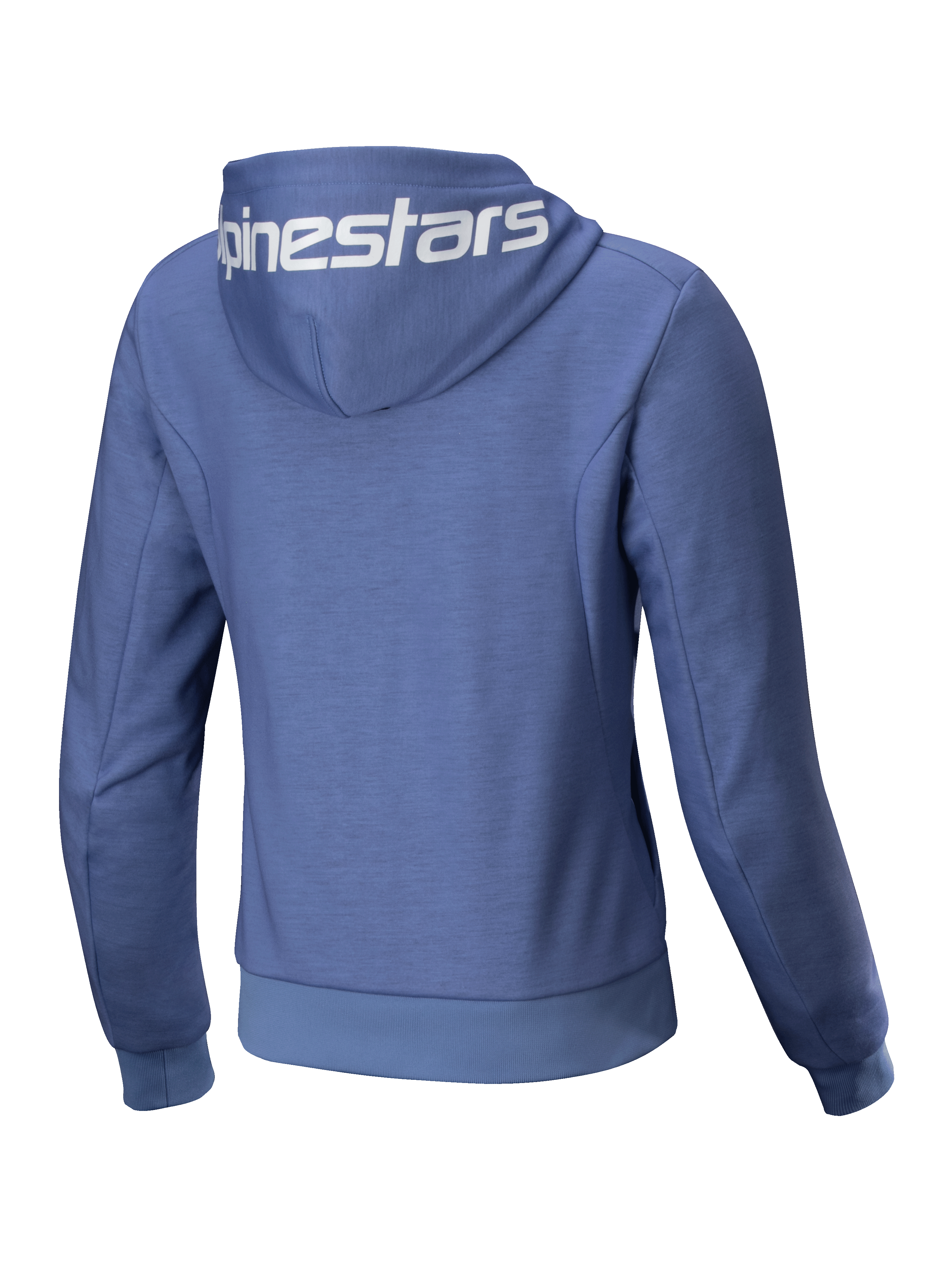 Alpinestars Stella Chrome V2 Sport Hoodie, Women's Motorcycle Jacket, Blue Violet and White, Tech Fleece with rear hood logo.