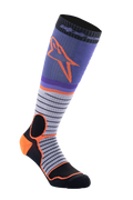 Alpinestars MX Pro Socks V2, Motocross Knee-High Socks, Black, Gray, Purple, and Orange, Ribbed Construction, Horizontal Striped Design, Performance Riding Gear