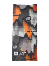 Buff Nazca Neck Tube, Motorcycle Neck Warmer, Orange Black Gray White, Camouflage Pattern, Alpinestars Collaboration, All Terrain Design, Smooth Fabric Texture