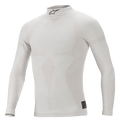 Alpinestars ZX Evo V2 Long Sleeve Top, White Gray, Flame-Resistant Auto Racing Base Layer, High Collar with Black Astars Logo, Seamless Construction with Jacquard Motif, Lightweight and Fitted Performance Underwear