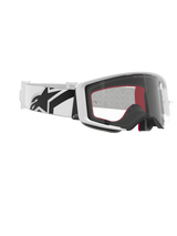Alpinestars Supertech Corp Goggles, Motocross Goggles, White and Clear, white strap with large black Alpinestars logo, clear injection-molded lens, white double-injected frame, performance eyewear for off-road racing