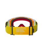 Alpinestars Supertech Corp Goggles, Motocross Goggles, Fluo Yellow and Grey, rear view highlighting yellow strap with white 'ALPINESTARS ONE GOAL. ONE VISION.' branding, multi-layer face foam, and durable frame design for off-road racing