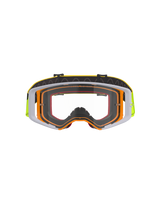 Alpinestars Supertech Corp Goggles, Motocross Goggles, Fluo Yellow and White frame with Clear Lens, grey accents, black adjustable strap with yellow branding and internal silicone grip, high-performance eyewear for off-road racing.