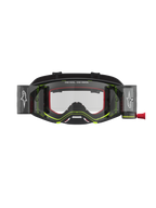 Alpinestars Supertech Firma Roll Off Goggles, black and yellow fluo motocross eyewear with clear protective lens.