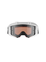 Alpinestars Supertech Corp Goggles Absolute Vision, Motocross Goggles, White and Mirror Silver, front view featuring a white frame and silver mirrored lens with "ONE GOAL. ONE VISION." text, adjustable white strap with Alpinestars logo, high-performance protective eyewear for off-road racing
