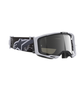 Alpinestars Vision 8 Lahnd Goggles, Motocross Goggles, Iron Camo Mirror Silver, light grey frame with mirror silver lens, black and grey camouflage strap with white Alpinestars logo, high-performance off-road eye protection