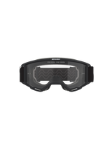 Alpinestars Vision Goggles OTG, Motocross Goggles, Black frame with clear lens, front view featuring 'ONE GOAL. ONE VISION.' text and brand logo, deep volume structure for prescription glasses compatibility