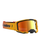 Alpinestars Vision 8 Amber Mirror Goggles for motocross with a red mirror lens and amber A-FLEX frame.