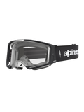Alpinestars Vision 8 Amber Goggles, Black and Silver Motocross Eyewear with Clear Lens and RAM-AIR Ventilation.
