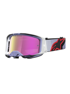 Alpinestars Vision 8 Maven Motocross Goggles in Lavender and Black, featuring a high-performance pink mirror anti-fog lens.