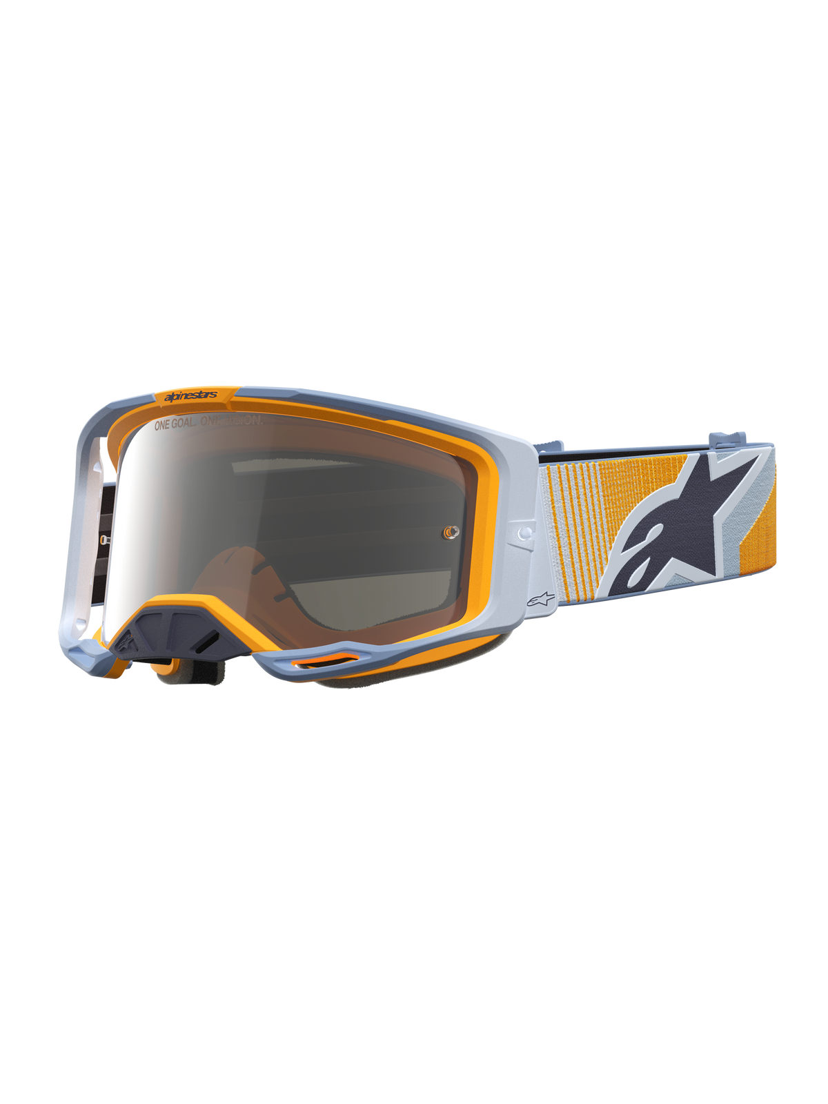 Alpinestars Vision 8 Maven Goggles, Motocross, Dust Blue and Orange, Mirror Silver anti-fog lens, RAM-AIR ventilation.