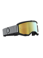 Alpinestars Vision 5 Hone Goggles, Black and White Motocross Goggles with Gold Mirror Lens and A-FLEX frame.