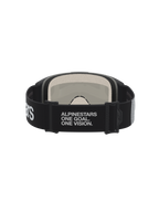 Alpinestars Vision 5 Hone Motocross Goggles, black and white, featuring a branded elastic strap and plush multi-stage foam.
