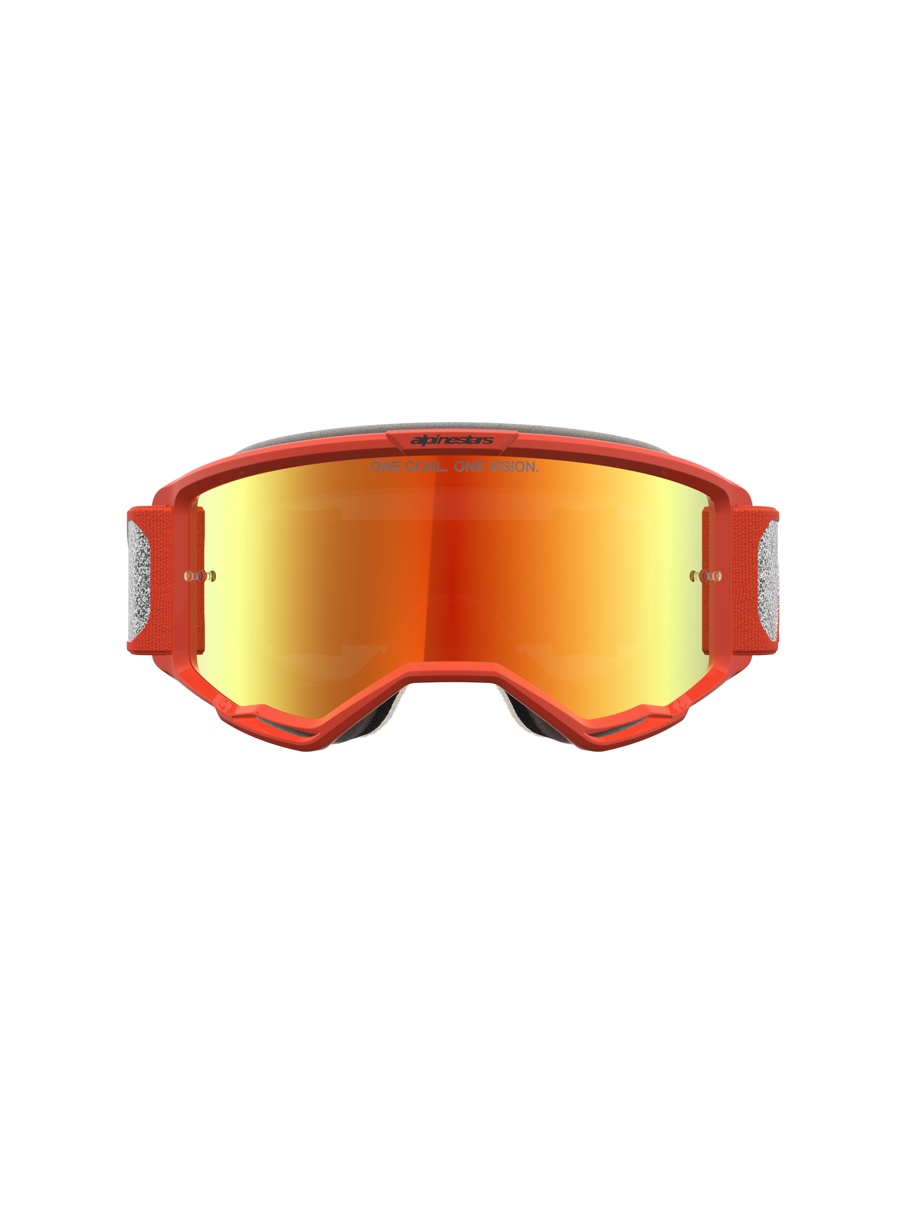 Alpinestars Vision 5 Rora Motocross Goggles, Orange and Silver mirror lens, A-FLEX frame for off-road racing.