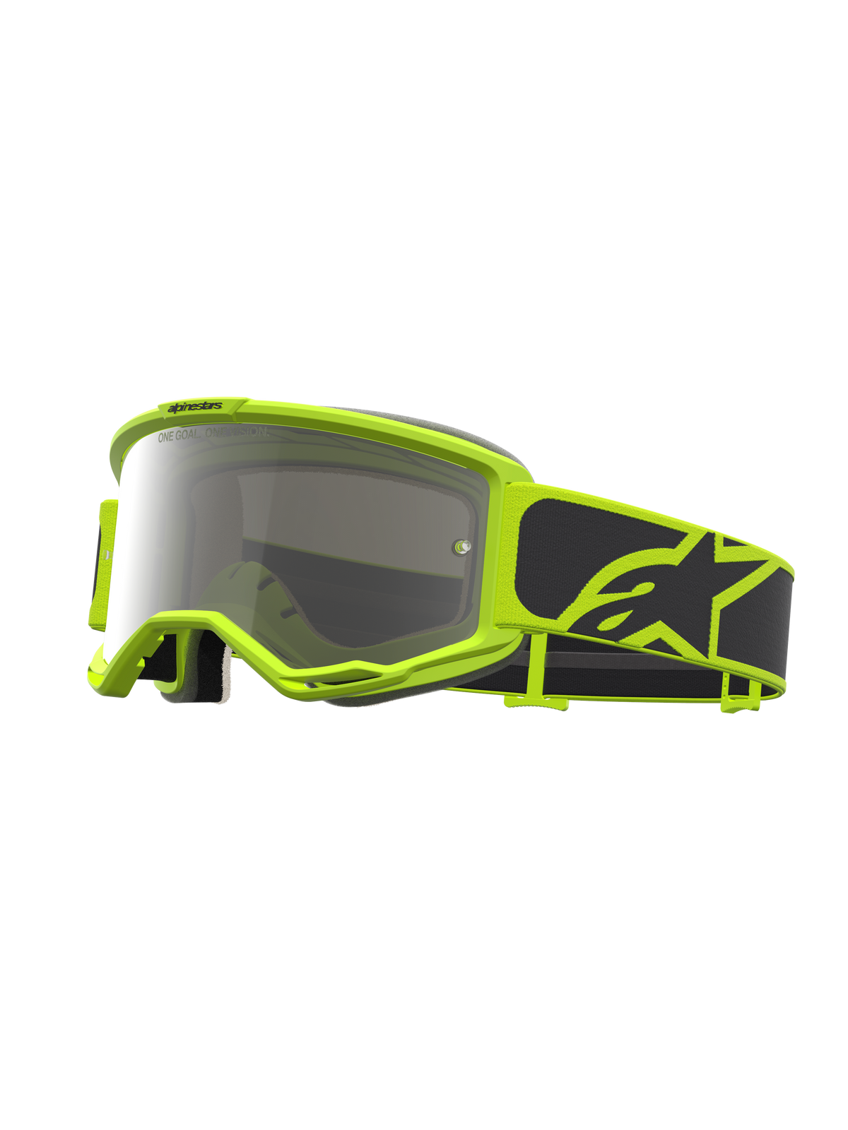 Alpinestars Vision 5 Rora Goggles, Black and Yellow Fluo Motocross Goggles with a Mirror Silver lens and RAM-AIR ventilation.