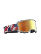 Alpinestars Limited Edition Vision 5 Fiftyfold Motocross Goggles with mirror red lens, clear frame, and US flag strap.