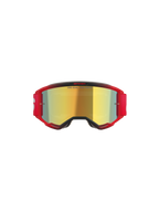 Alpinestars Vision 5 Blaze Goggles, Motocross Goggles, Red frame with Gold Mirror lens, features 'ONE GOAL. ONE VISION.' text on lens, red elastic strap with white logo, professional motocross eye protection