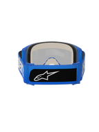 Alpinestars Vision 5 Blaze Goggles, Motocross Goggles, Blue, rear view showing thick multi-layer face foam and wide blue woven strap with a black logo patch, high-performance eye protection for off-road riding