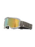 Alpinestars Vision 5 Hollow Goggles, Motocross Goggles, White frame with Wind Mirror Gold lens, gray woven strap with bold Alpinestars branding, high-performance eyewear for off-road racing