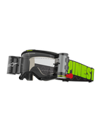 Alpinestars Vision 5 Hollow Goggles Roll Off, Motocross Goggles, Charcoal and Fluo Yellow, clear anti-fog lens with integrated WIDE-VISION roll-off system, bold fluo yellow strap with black branding, durable off-road protective eyewear