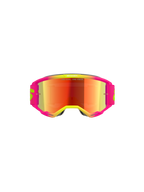 Alpinestars Vision 5 Wordmark Goggles, Motocross Goggles, Pink and Fluo Yellow frame with Red Mirror lens, featuring bold branding and "One Goal. One Vision." text on lens, high-performance off-road eyewear