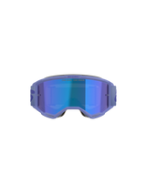 Alpinestars Vision 5 Wordmark Goggles, Motocross Goggles, Purple with Blue Mirrored Lens, front-facing view featuring a wide field of vision, adjustable strap, and bold branding