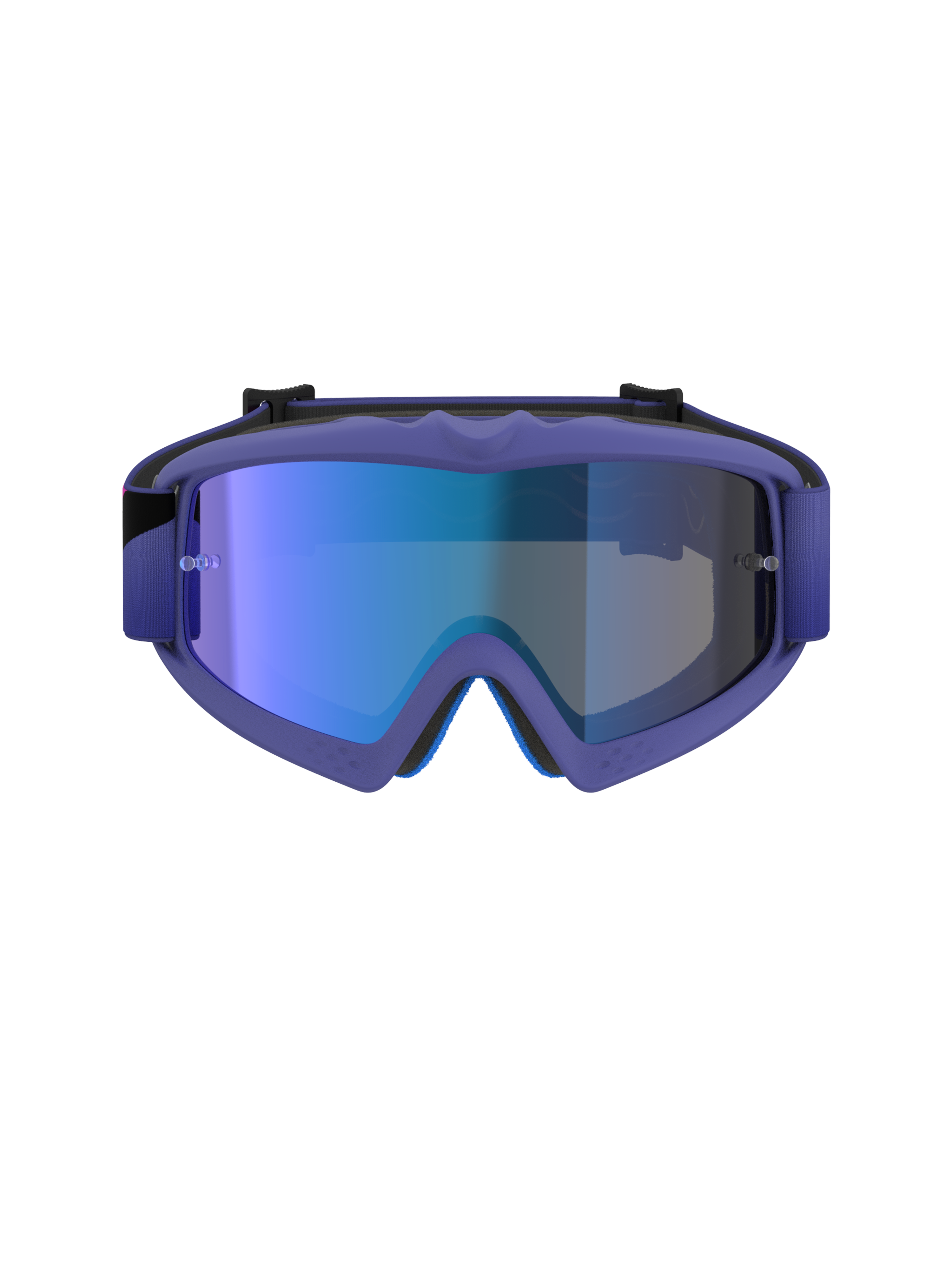 Alpinestars Vision Youth Corp Goggles, Motocross Goggles, Purple and Fluo Pink frame with Mirror Blue lens, youth-specific off-road eye protection, frontal view showing A-FLEX frame and multi-stage face foam construction