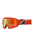 Alpinestars Vision Youth Corp Goggles, Youth Motocross Goggles, Orange with Red Mirror lens, featuring black and white Alpinestars logo on the strap, high-performance eye protection for off-road racing