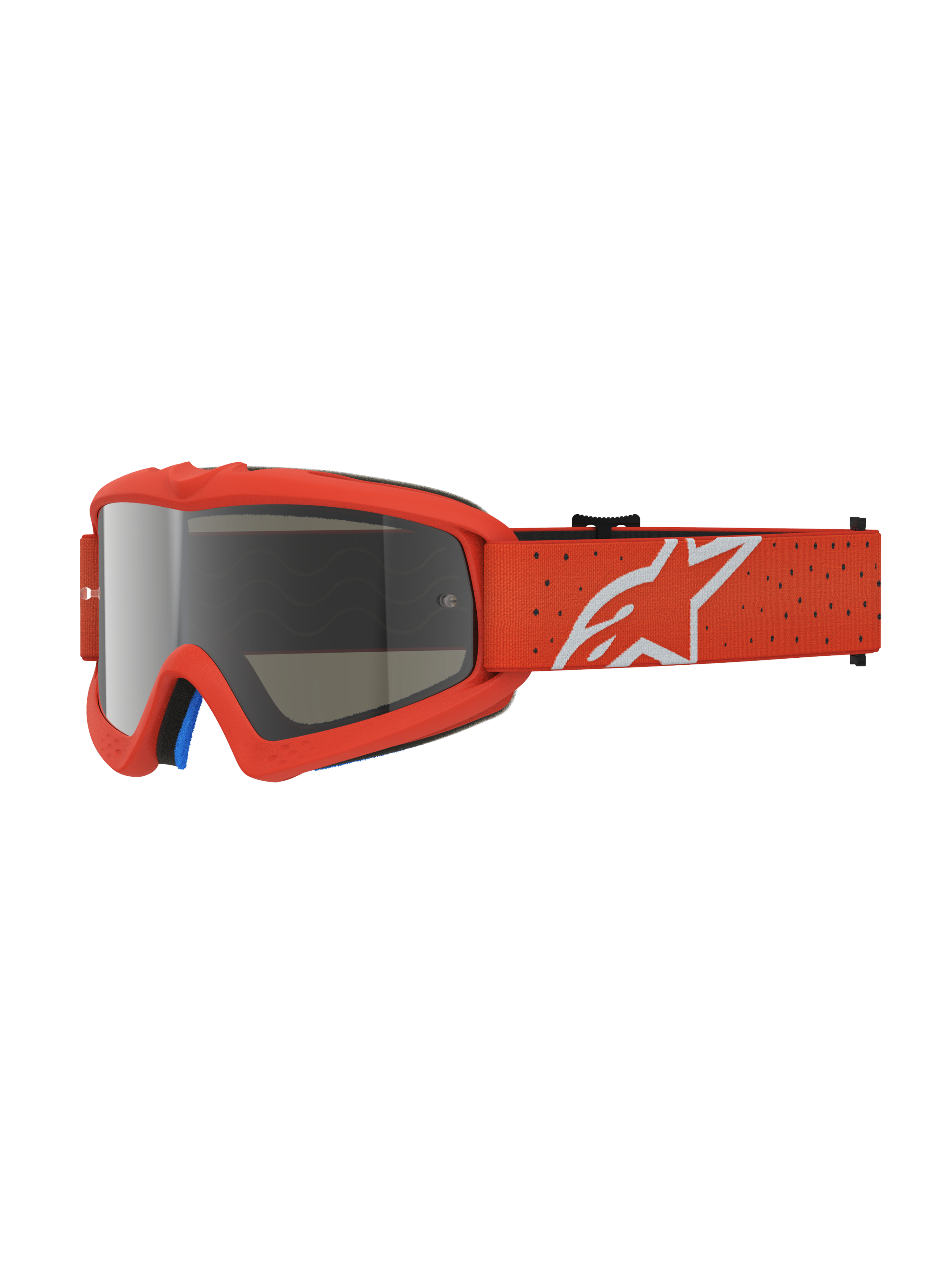 Alpinestars Vision Youth Vesta Goggles, youth motocross eyewear in orange with a silver mirror anti-fog lens and star logo.