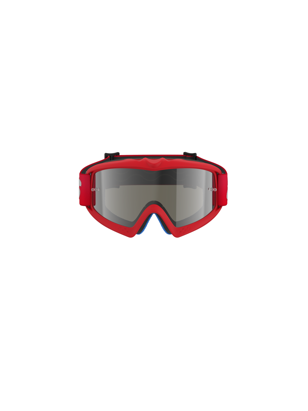 Alpinestars Vision Youth Blaze Goggles, Motocross Goggles, Red and Silver Mirror, front-facing view, featuring a vibrant red urethane frame and red strap, designed for youth riders with a mirrored lens
