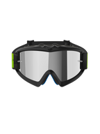 Alpinestars Vision Youth Hollow Goggles, Motocross Goggles, Charcoal and Fluo Yellow, Mirror Silver lens, featuring a flexible frame, tear-off posts, and adjustable strap with neon accents, youth-specific design for off-road racing