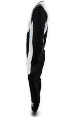 Alpinestars Tech Vision V3 Adjusted Length Custom Suit in Black and White with blue accents, FIA racing suit, side profile.